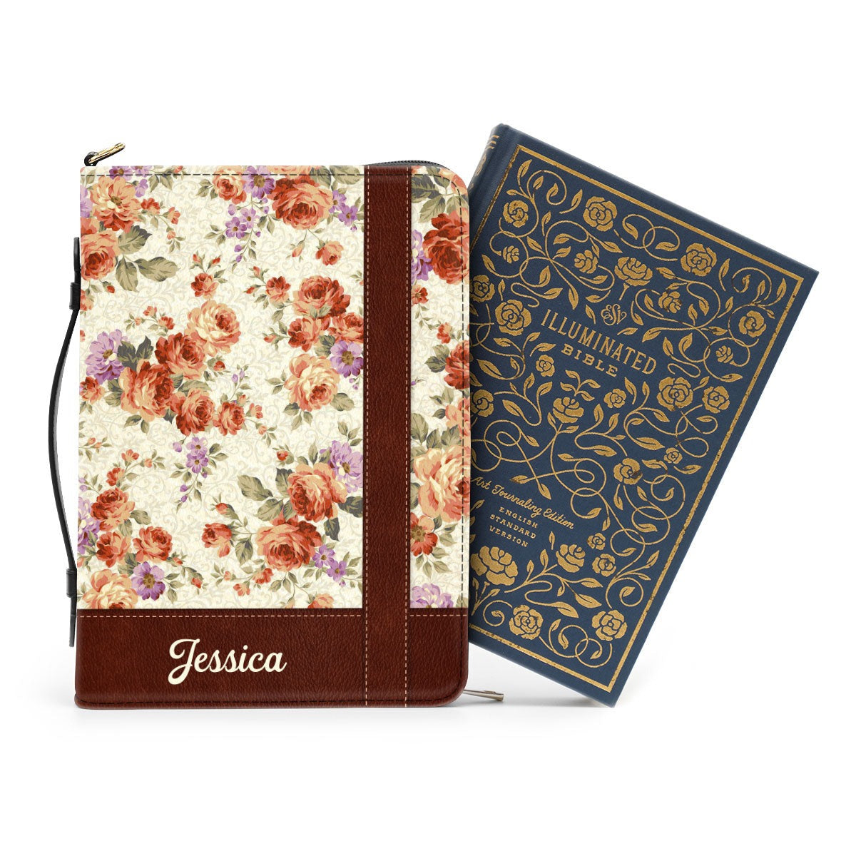 I Am The Daughter Of A King Who Is Not Moved By The World Leather Book Cover, Spiritual Gifts For Church Members, Christian Gift, Bible Covers Jesus Gifts, Personalized Zippered Bible Cover With Handle,